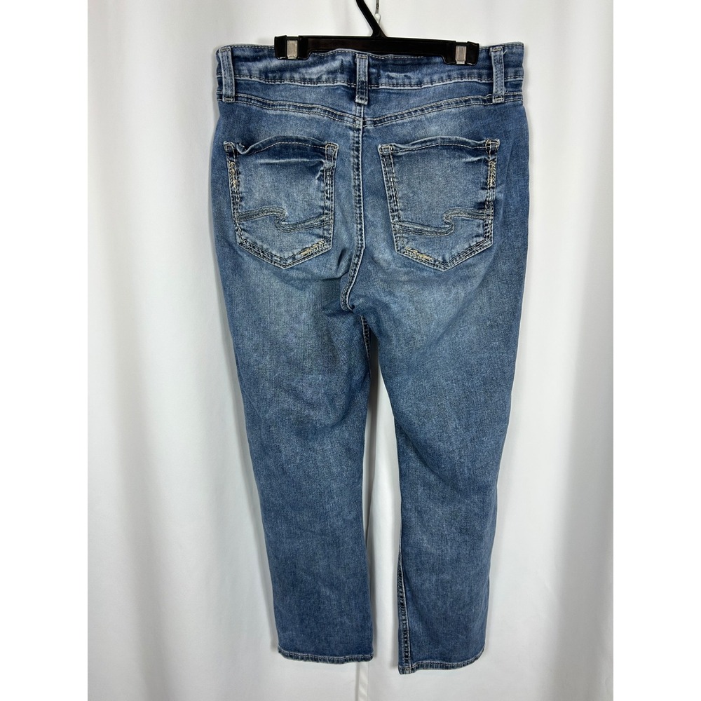 Silver Jeans Avery Capri Medium Wash High Rise Stretch Denim Blue Jeans W31 - Picture 4 of 7